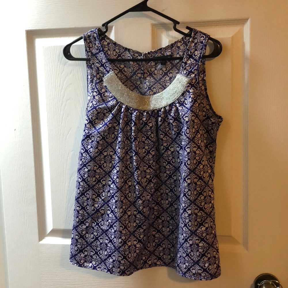 Purple and Silver Patterned Gap Blouse